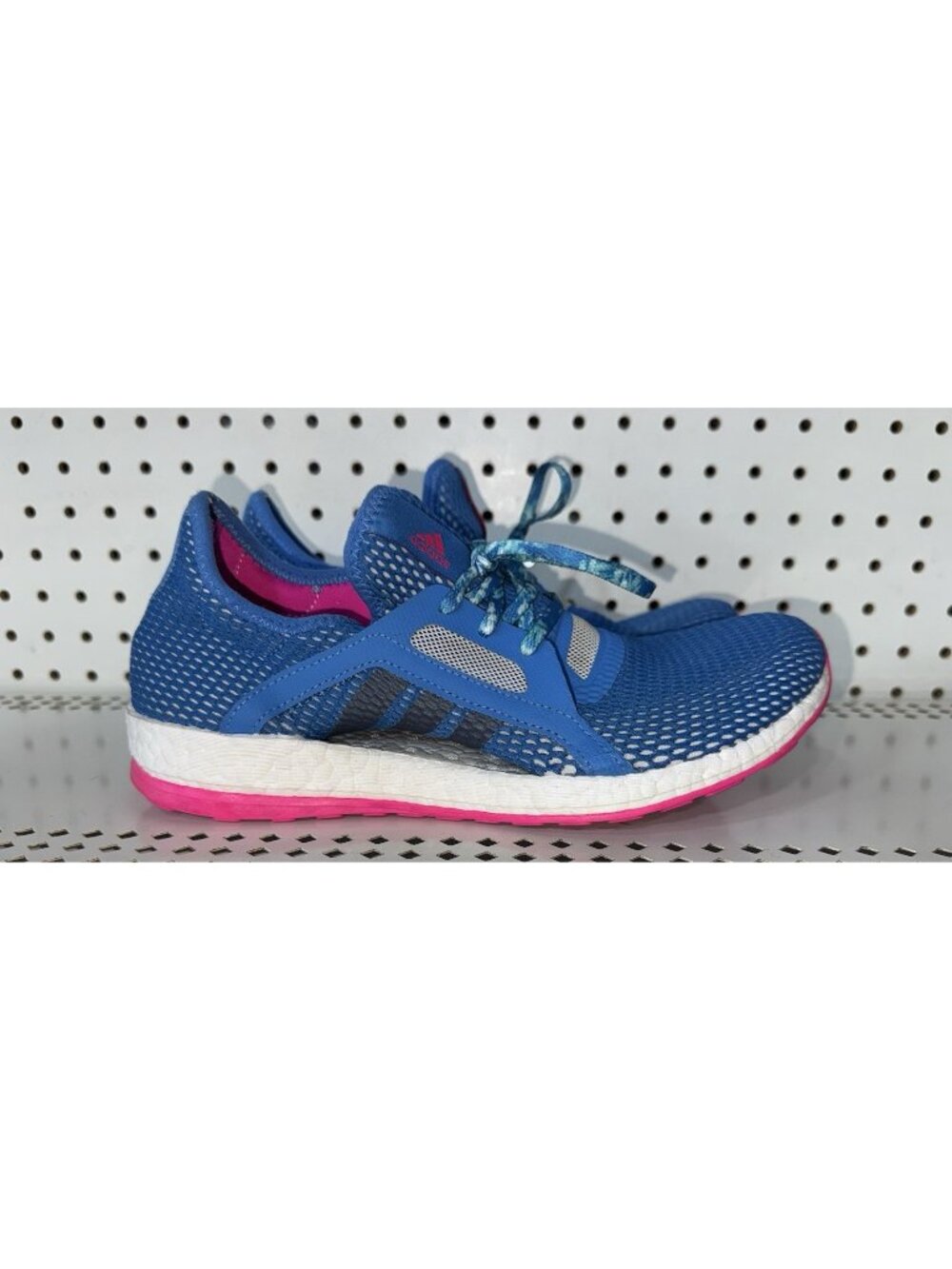 Adidas Pure Boost X Womens Athletic Running Shoes Size 9 Blue Pink White